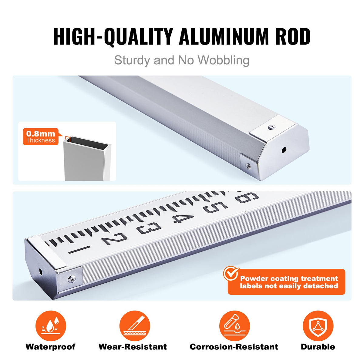Aluminum Grade Rod 9Feet 3-Section Telescopic Double-Sided Survey Rod with Level