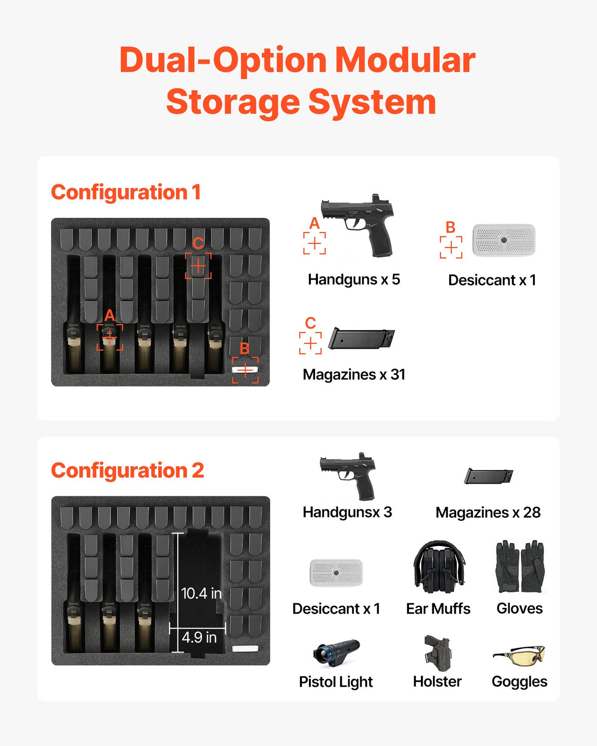 Hard Waterproof Pistol Storage Case with XPE Foam Modular Gun Box