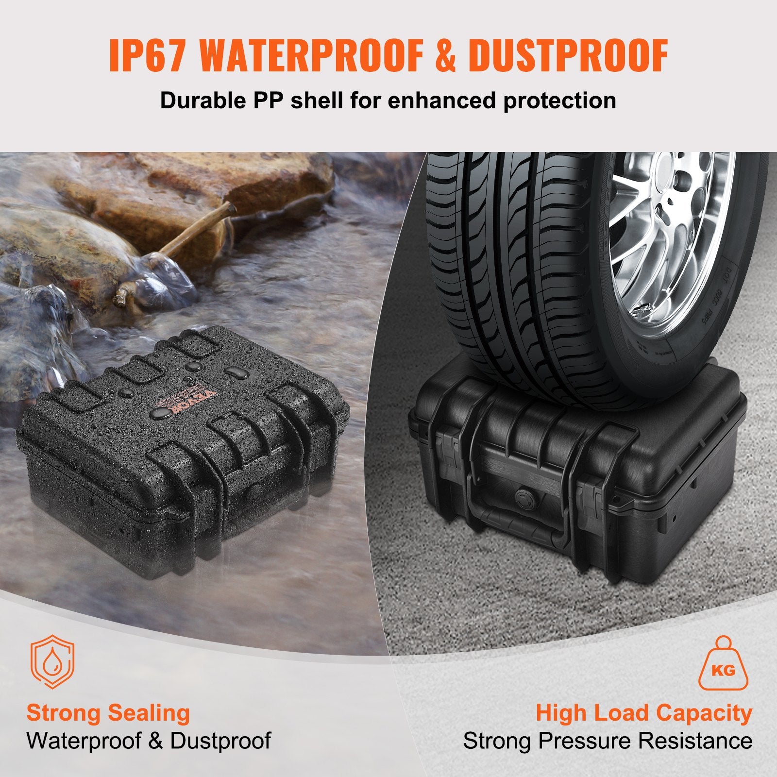 Hard Pistol Case for 2 Pistols Waterproof Lockable with Pre-cut Foam Black