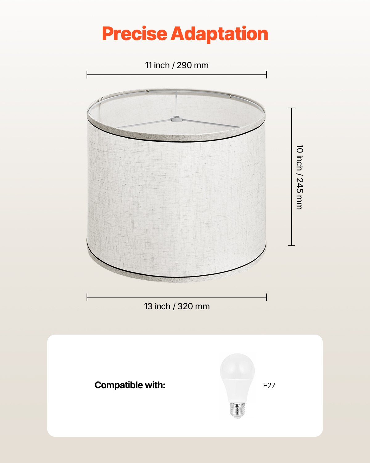 Lamp Shade 2Set 29x32x24.5cm Spider Fitter Linen with Black Edge Table Floor