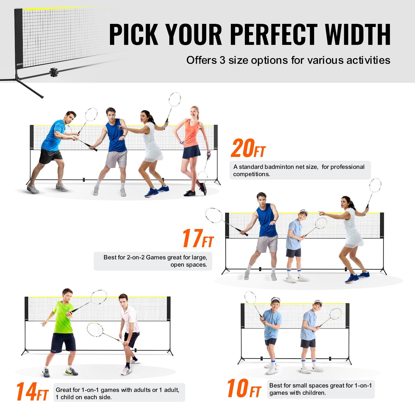 10ft Badminton Net Set Outdoor Portable Volleyball Tennis & Pickleball Net