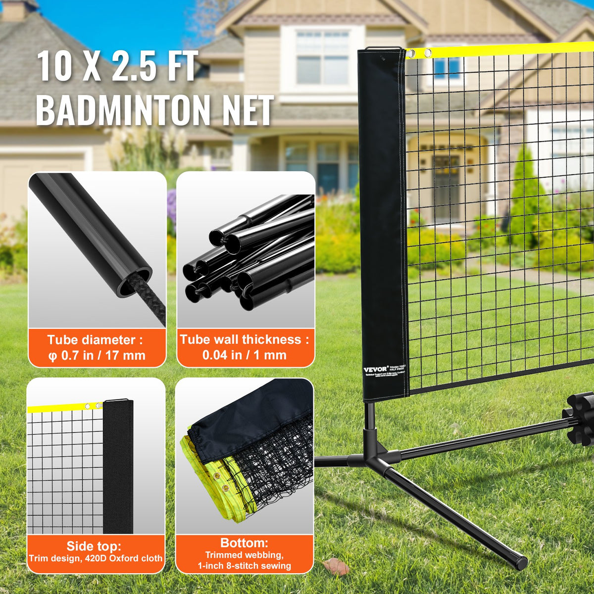 10ft Badminton Net Set Outdoor Portable Volleyball Tennis & Pickleball Net