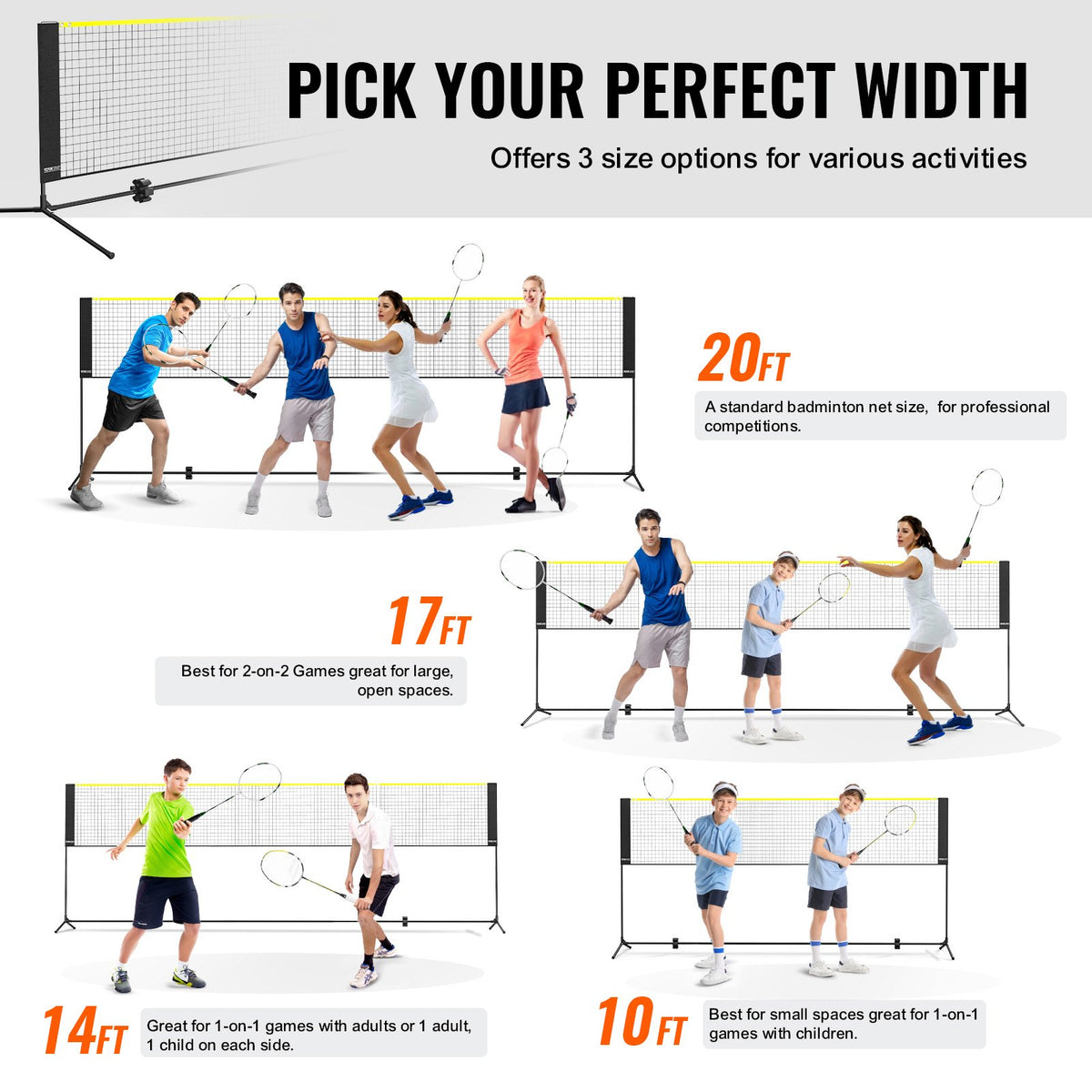 20ft Badminton Net Set Outdoor Portable Volleyball Tennis & Pickl