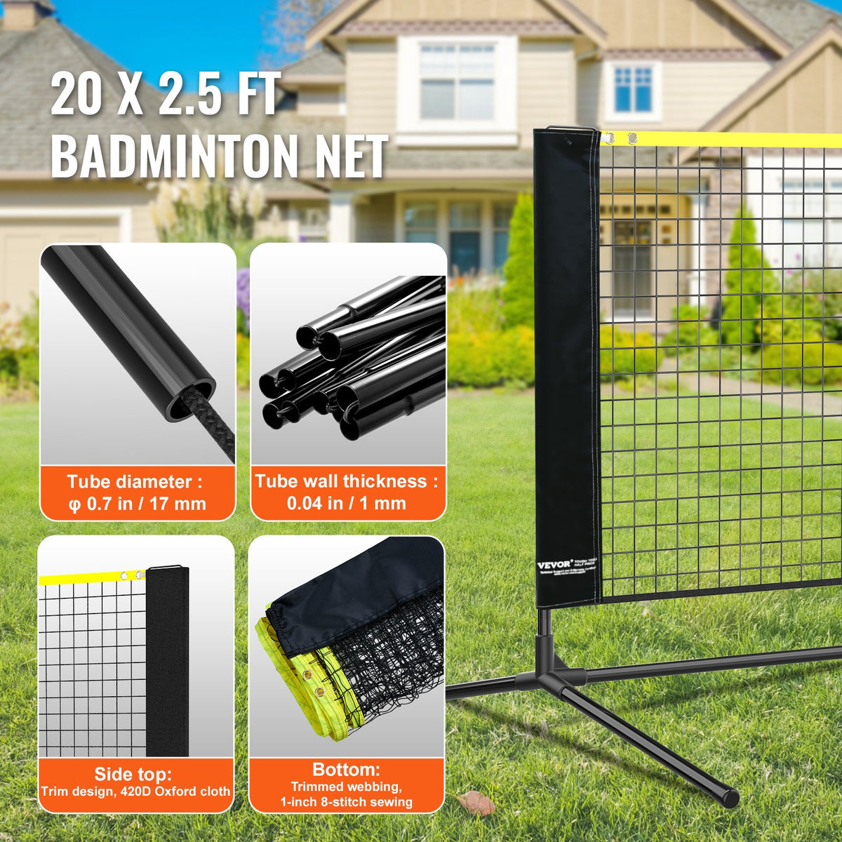 20ft Badminton Net Set Outdoor Portable Volleyball Tennis & Pickl