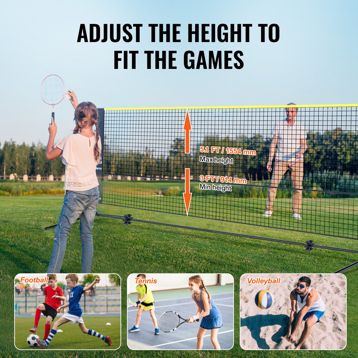 20ft Badminton Net Set Outdoor Portable Volleyball Tennis & Pickl