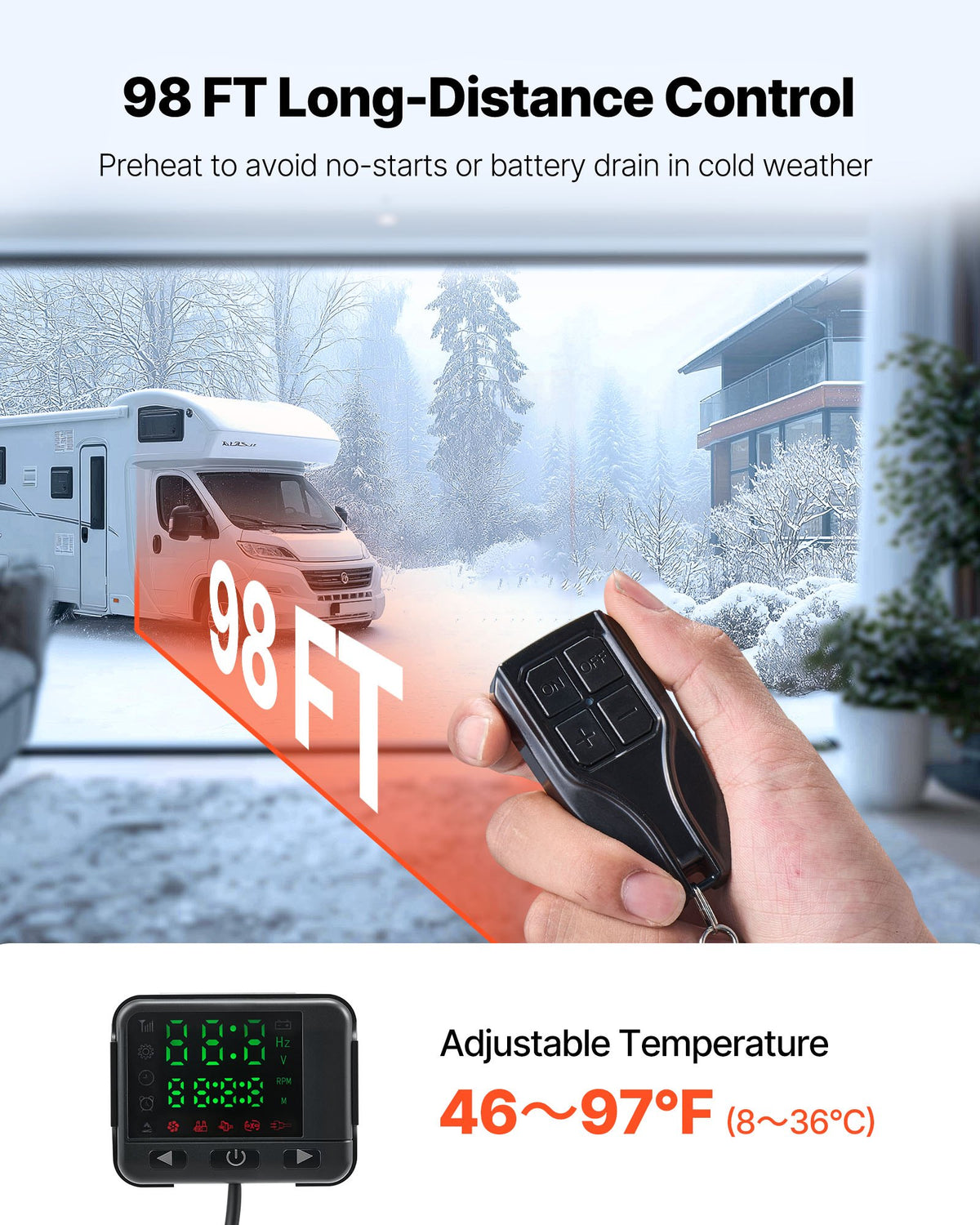 8KW Diesel Air Heater 12-24V w/Remote Display for RV Truck Boat