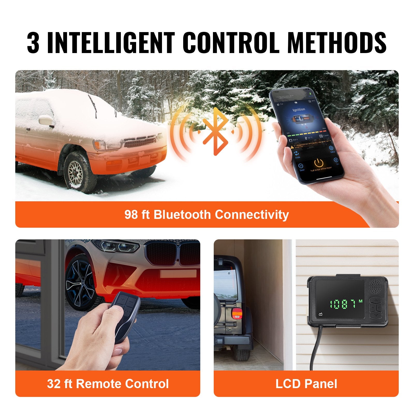 12V 5KW Diesel Air Heater with Bluetooth, Remote, LCD & Auto Altitude Adjustment