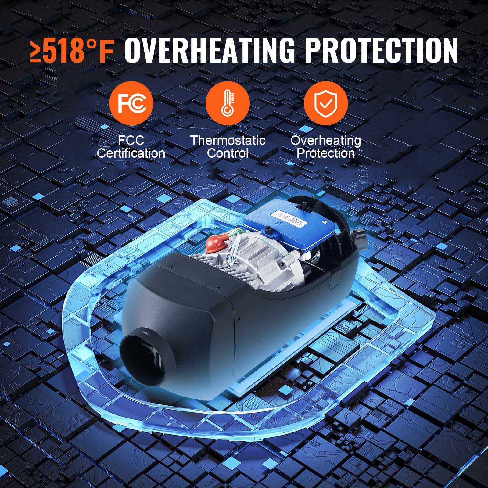 12V 8KW Diesel Air Heater with Bluetooth, Remote, LCD & Auto Altitude for RVs
