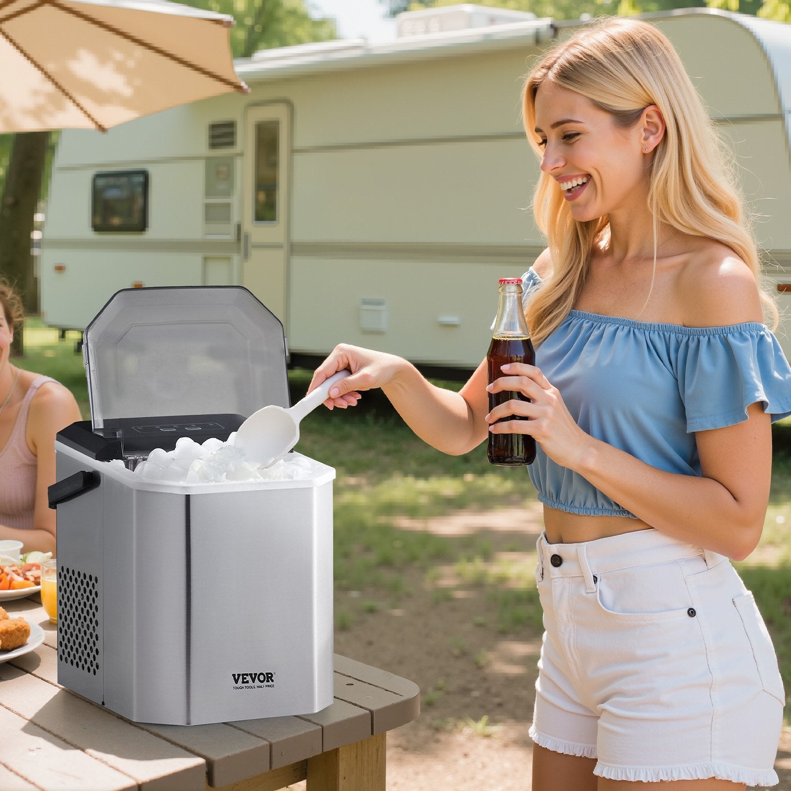 Countertop Ice Maker, 26lbs/24H 9-Cube Quick Self-Cleaning Portable with Scoop