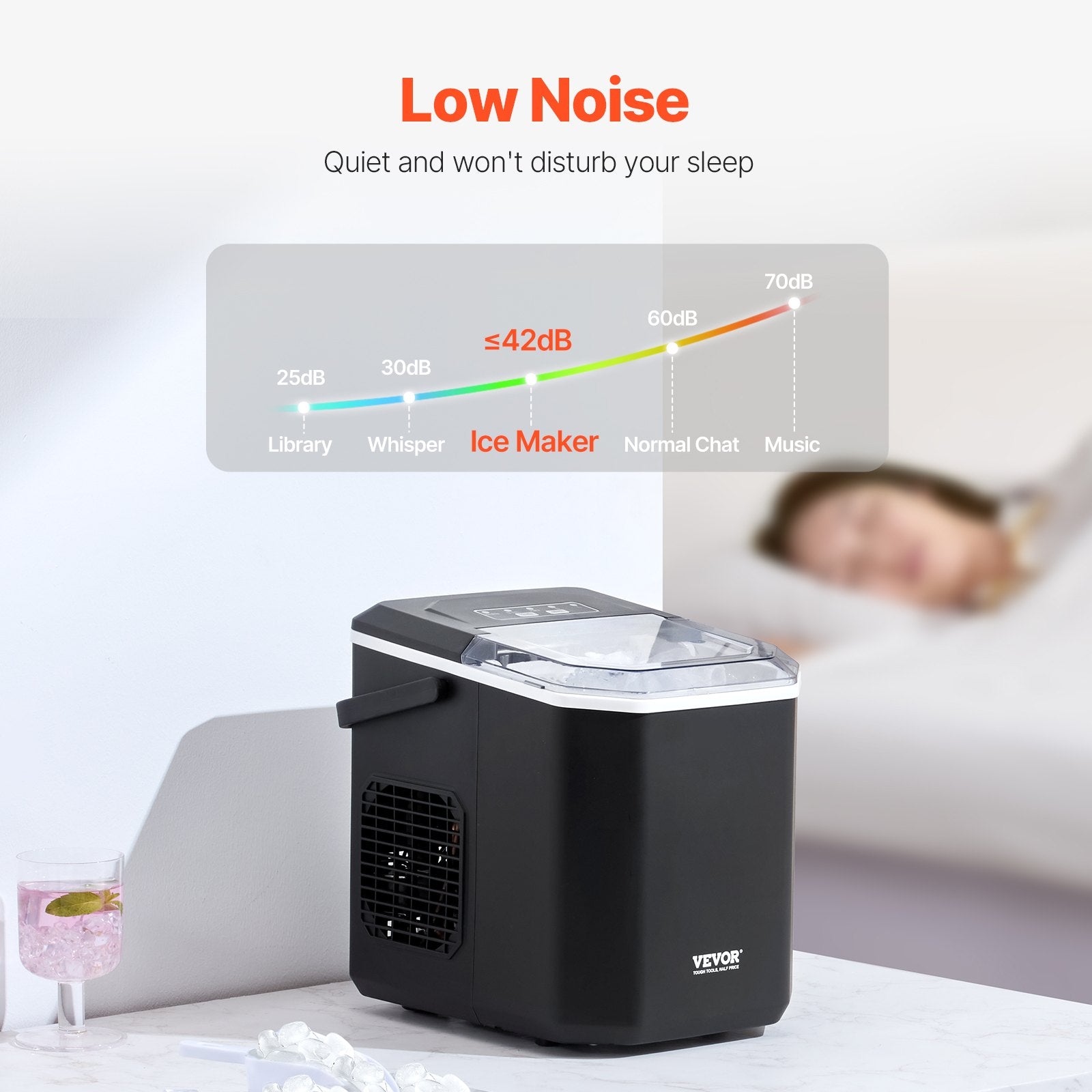 Portable Countertop Ice Maker, 26Lbs/24H Self-Cleaning with Scoop and Basket
