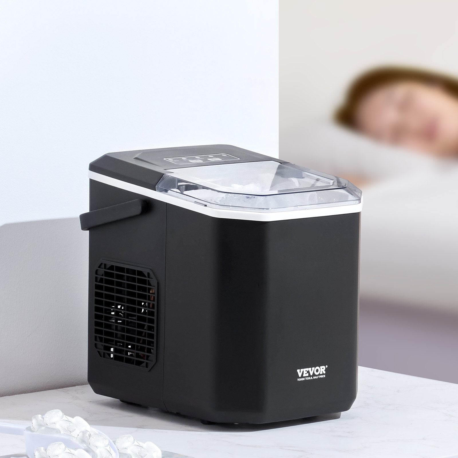 Portable Countertop Ice Maker, 26Lbs/24H Self-Cleaning with Scoop and Basket