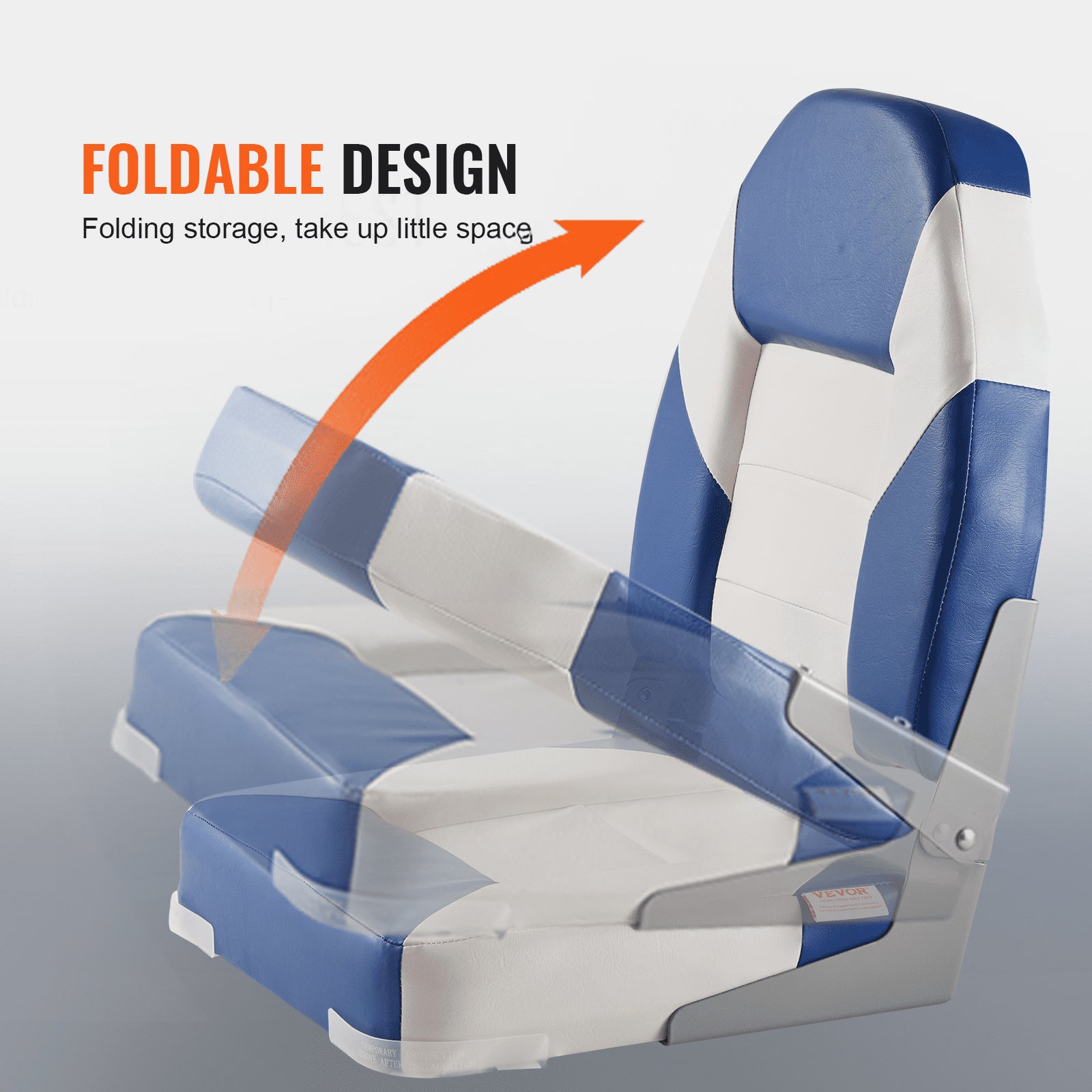 Boat Seats 555mm High Back Folding Captain Chairs Thick Sponge Padding 2-Pack
