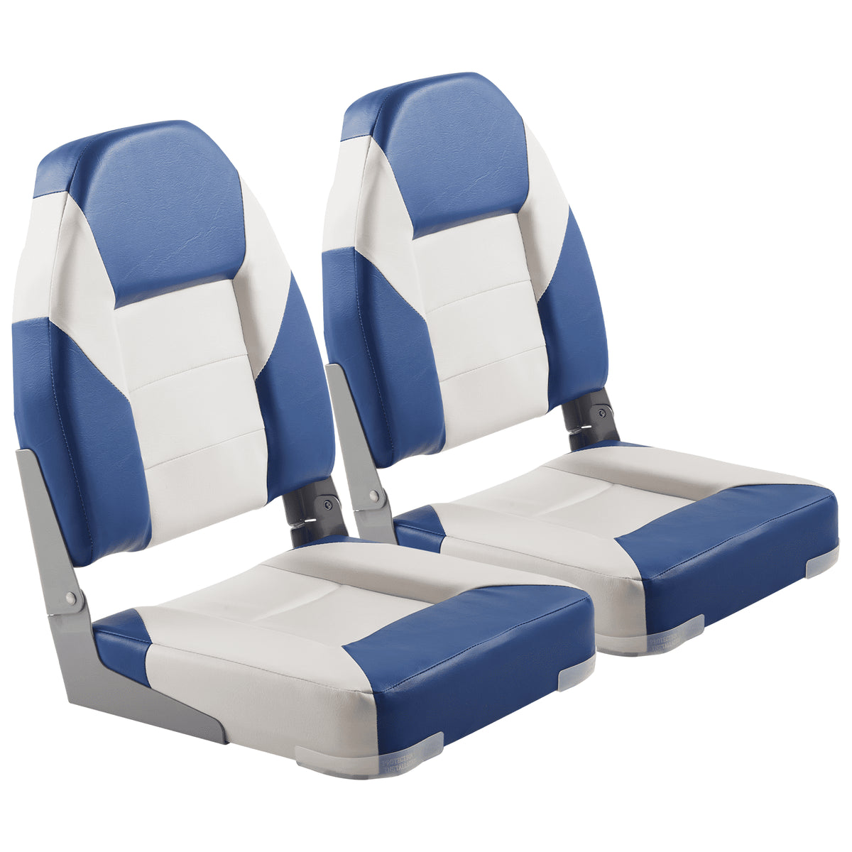 Boat Seats 555mm High Back Folding Captain Chairs Thick Sponge Padding 2-Pack