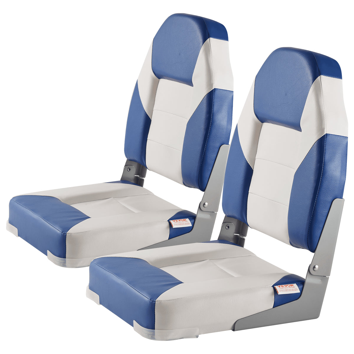 Boat Seats 555mm High Back Folding Captain Chairs Thick Sponge Padding 2-Pack