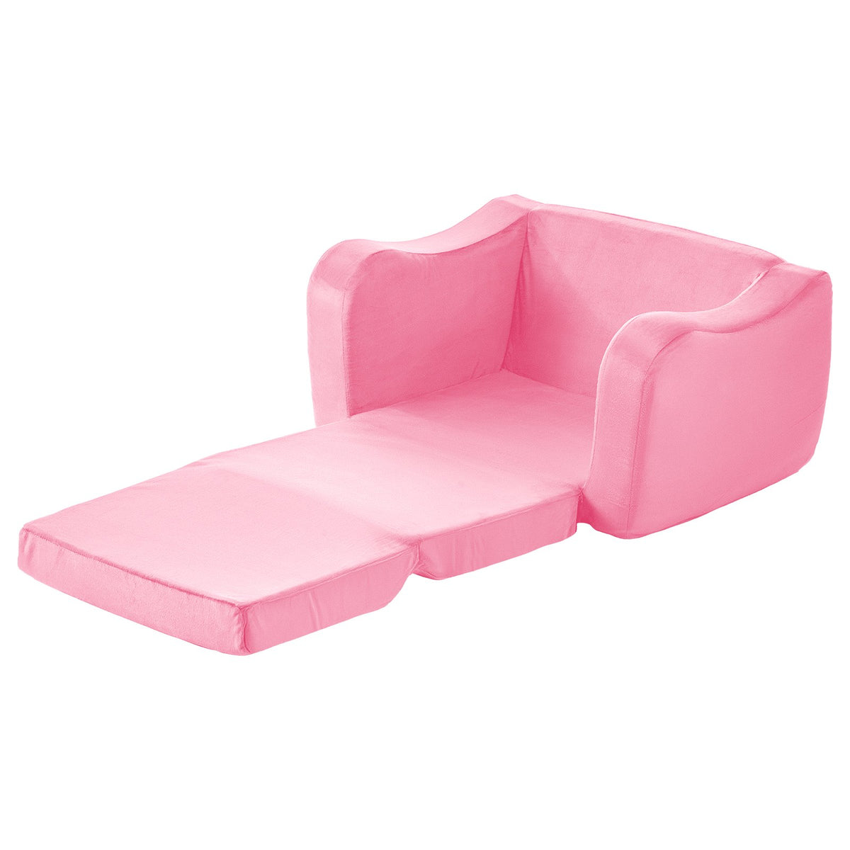 2-in-1 Kids Sofa Foldable Toddler Couch, Convertible Chair to Lounger Pink M