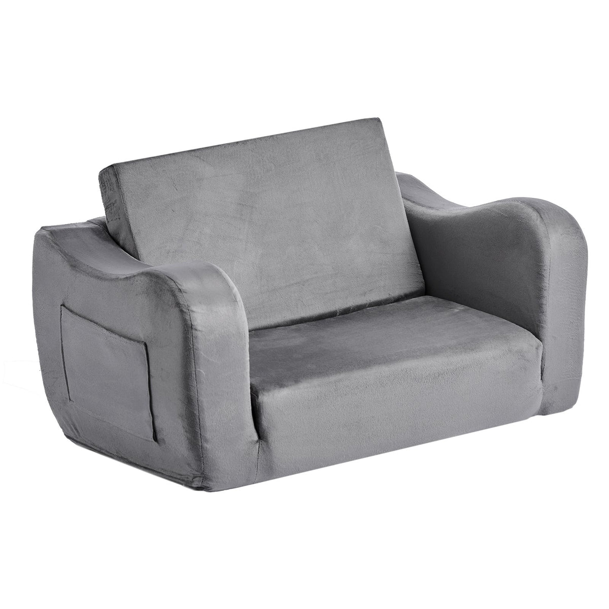2-in-1 Kids Sofa Foldable Toddler Couch, Convertible Chair to Lounger Gray M
