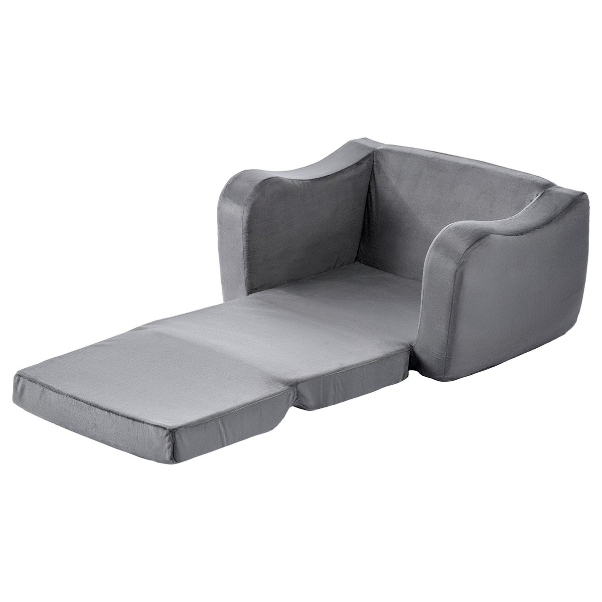 2-in-1 Kids Sofa Foldable Toddler Couch, Convertible Chair to Lounger Gray M