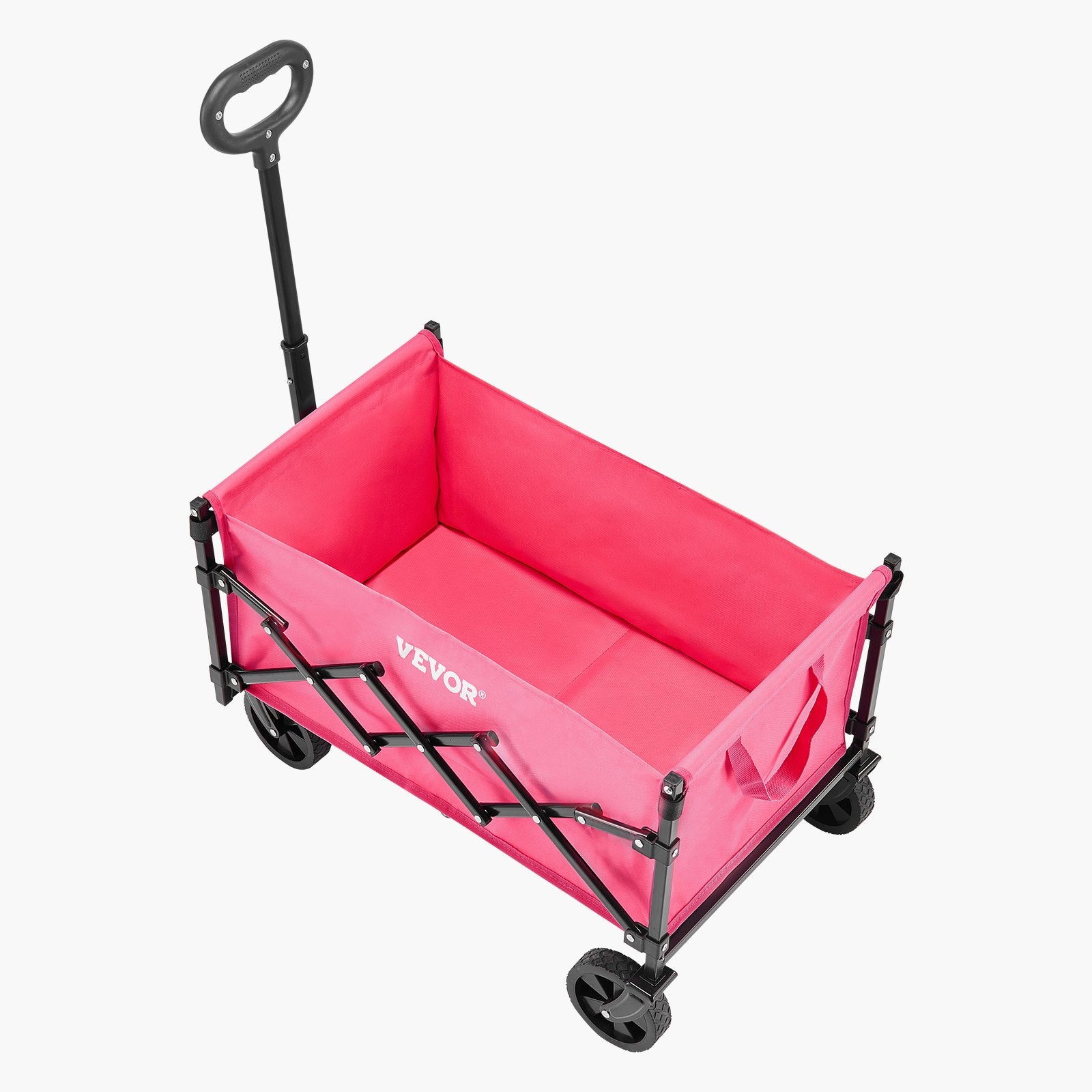 Collapsible Wagon Cart Folding Utility All-Terrain Wheels 225lbs Pink Black