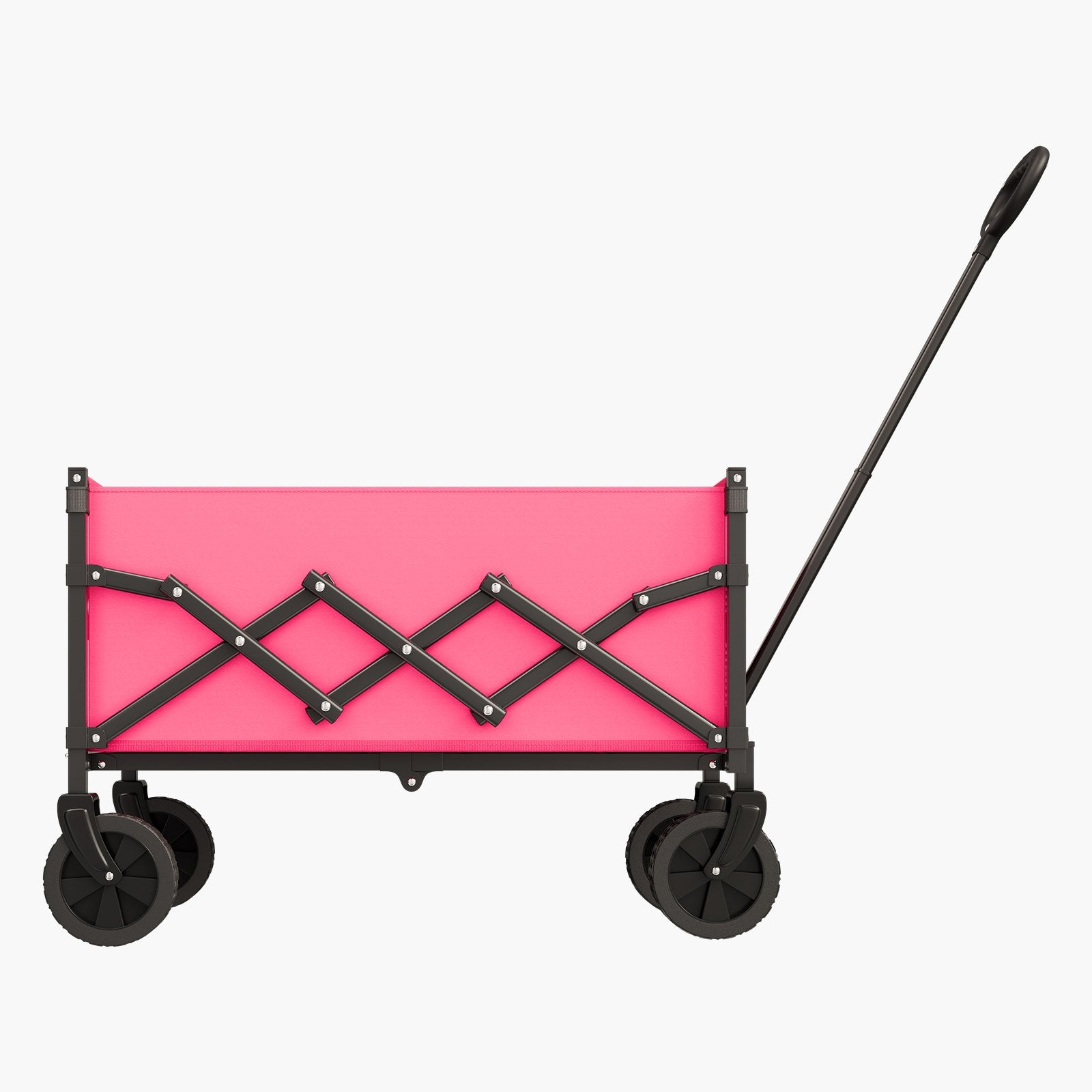 Collapsible Wagon Cart Folding Utility All-Terrain Wheels 225lbs Pink Black