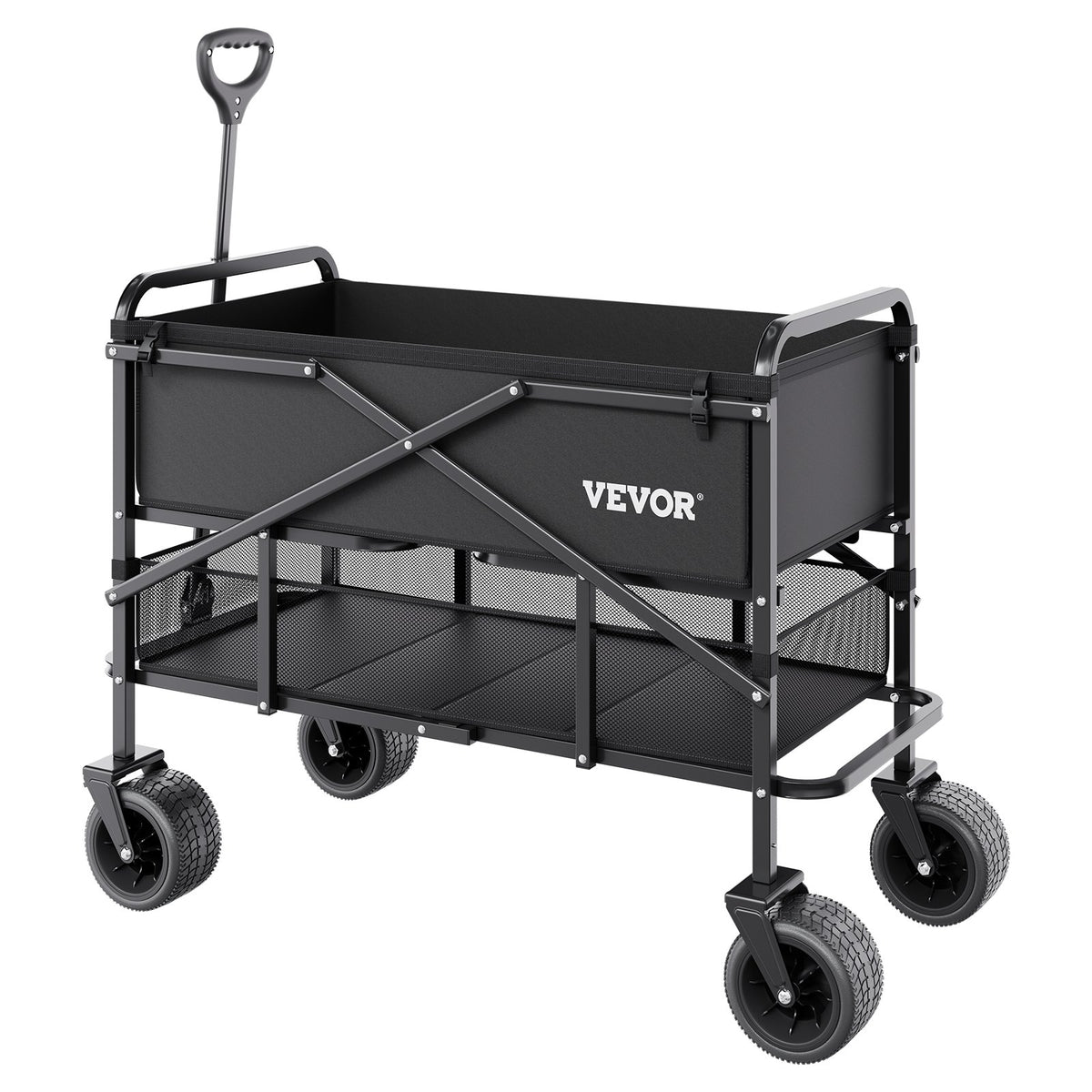 Double Decker Collapsible Wagon 400L HD Folding Cart 450lbs All-Terrain Outdoor