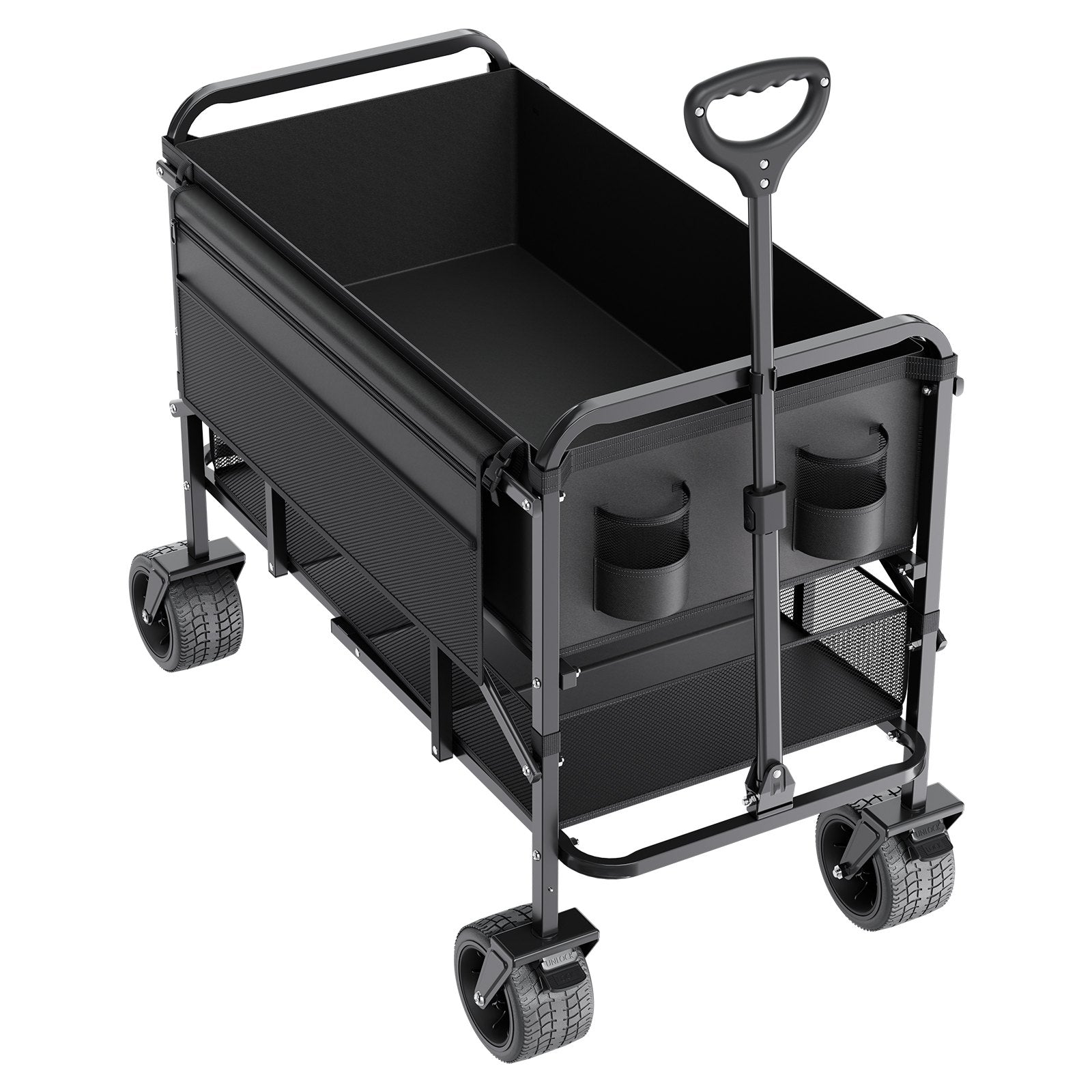 Double Decker Collapsible Wagon 400L HD Folding Cart 450lbs All-Terrain Outdoor