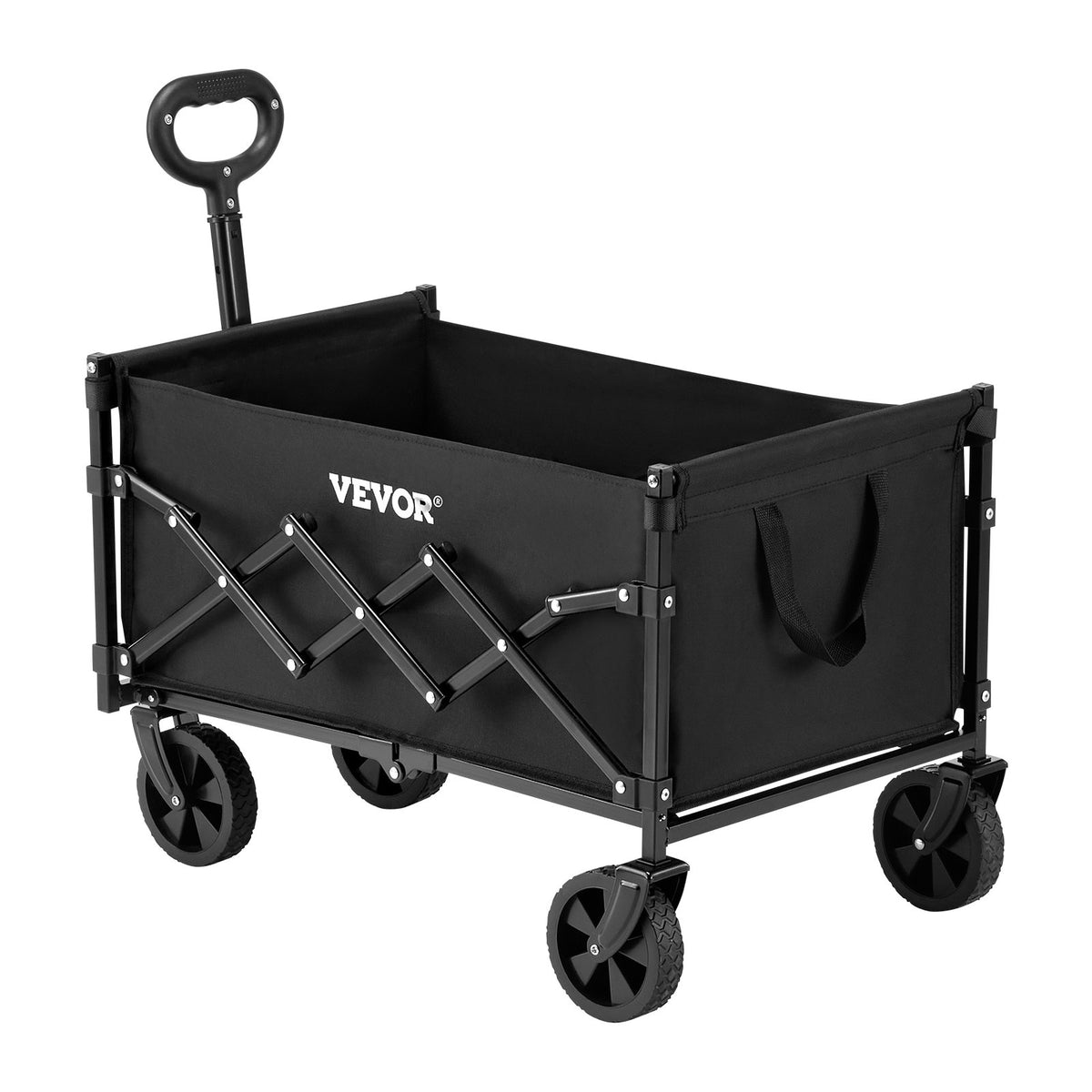 Collapsible Wagon Cart Folding Utility All-Terrain Wheels 225lbs Black
