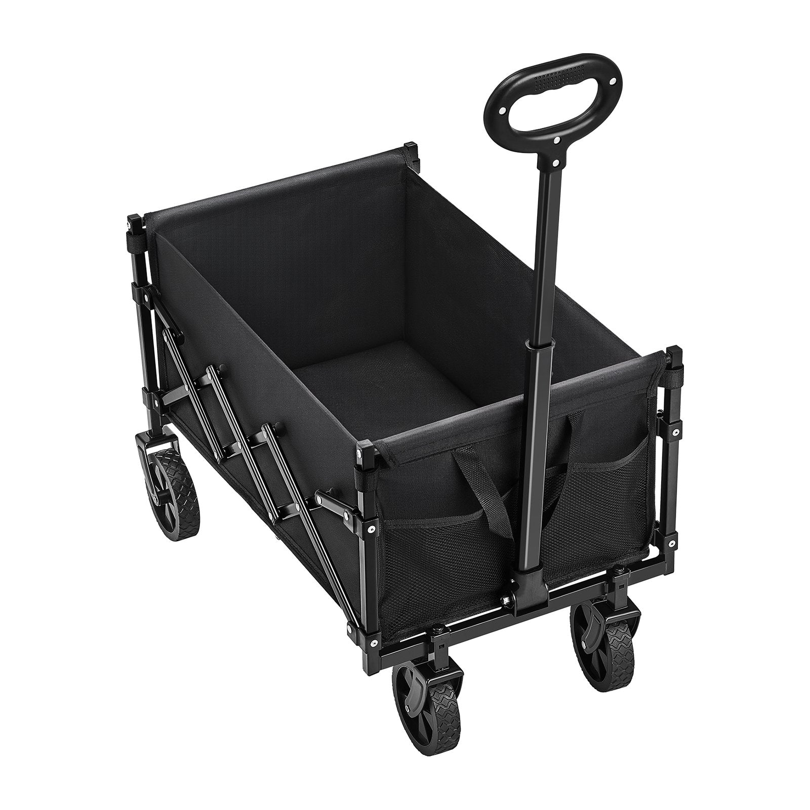 Collapsible Wagon Cart Folding Utility All-Terrain Wheels 225lbs Black