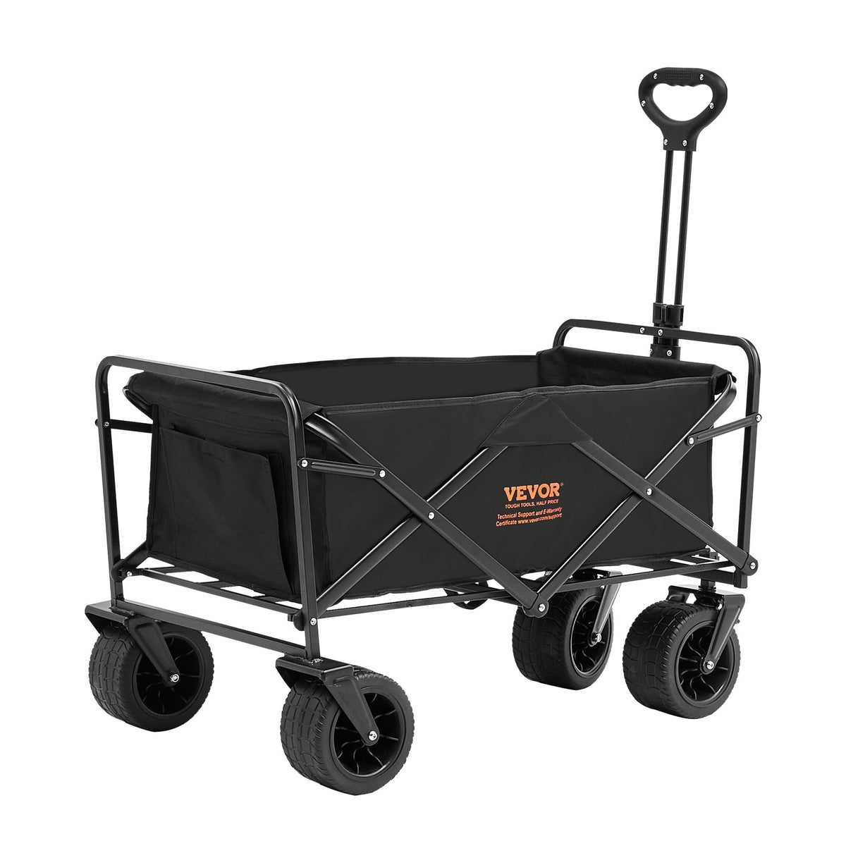 Folding Wagon Collapsible All-Terrain Beach Cart Drink Holders 350lbs