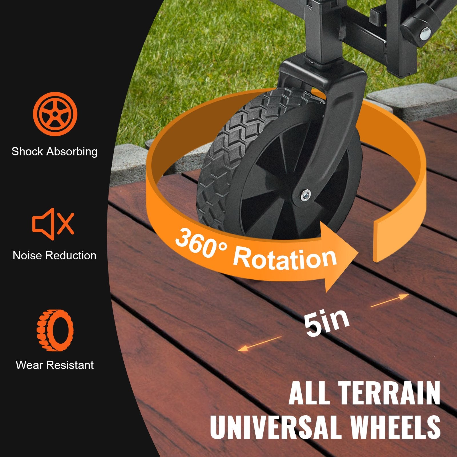 Folding Wagon Collapsible All-Terrain Grass Cart Drink Holders 220lbs