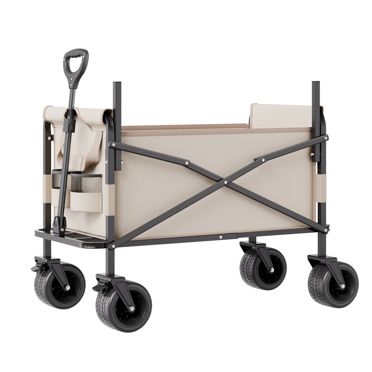 Collapsible Folding Wagon 550lb 220L 2-in-1 Converts to Bench Adjustable Handle