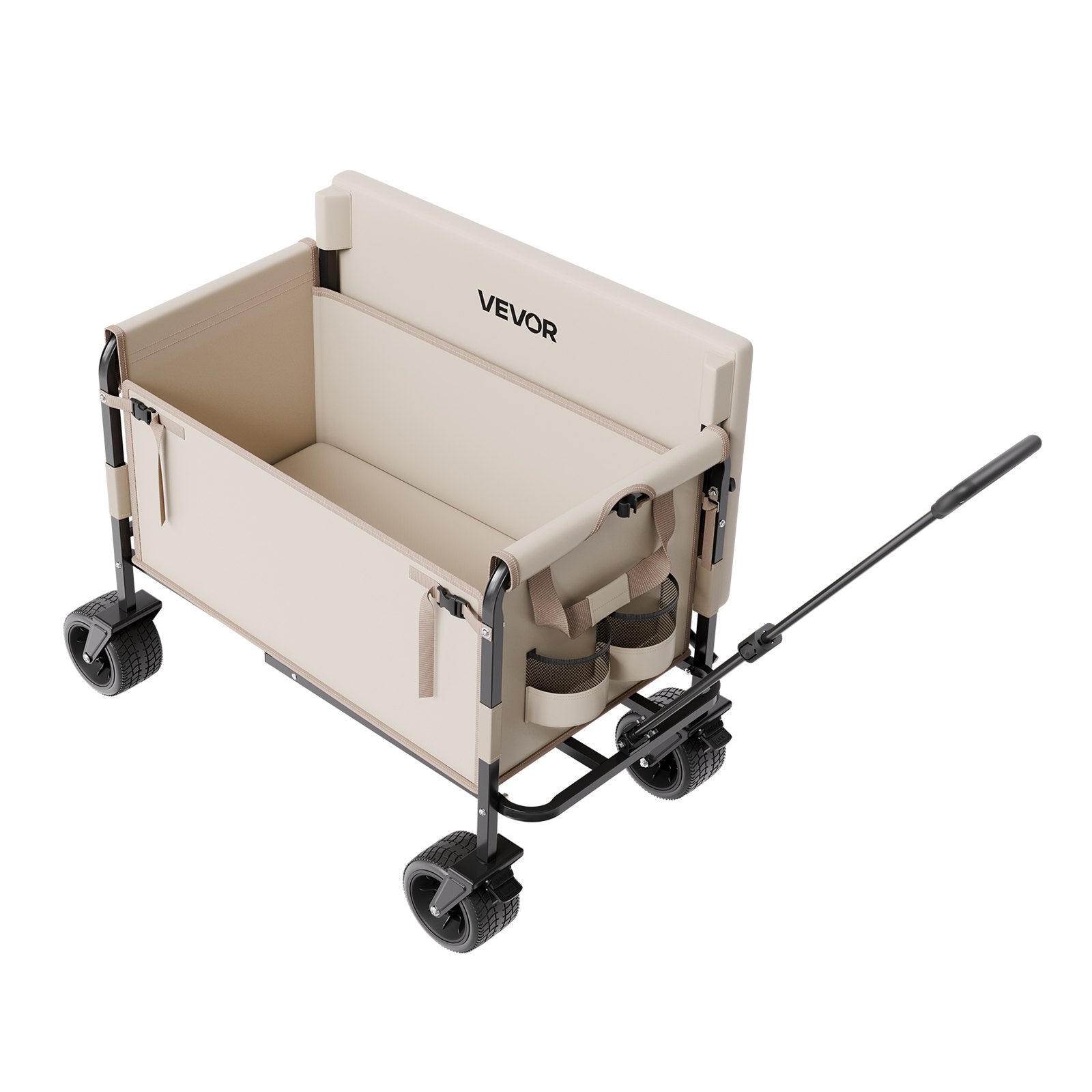 Collapsible Folding Wagon 550lb 220L 2-in-1 Converts to Bench Adjustable Handle