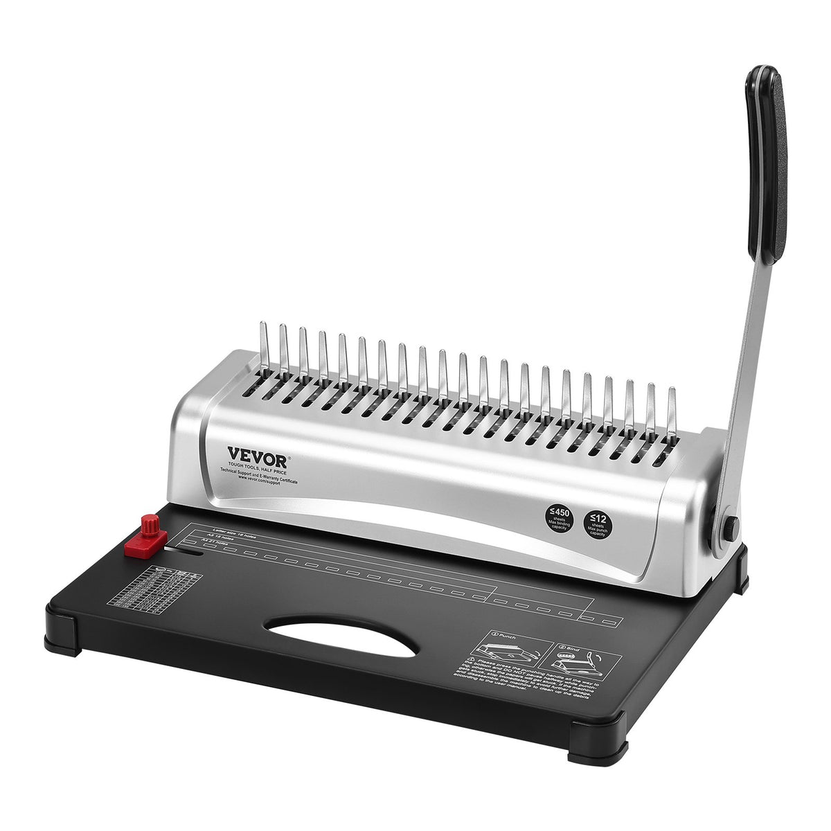 Binding Machine 21-Holes, 450 Sheets Comb Book Binder with 100 3/8" Spines