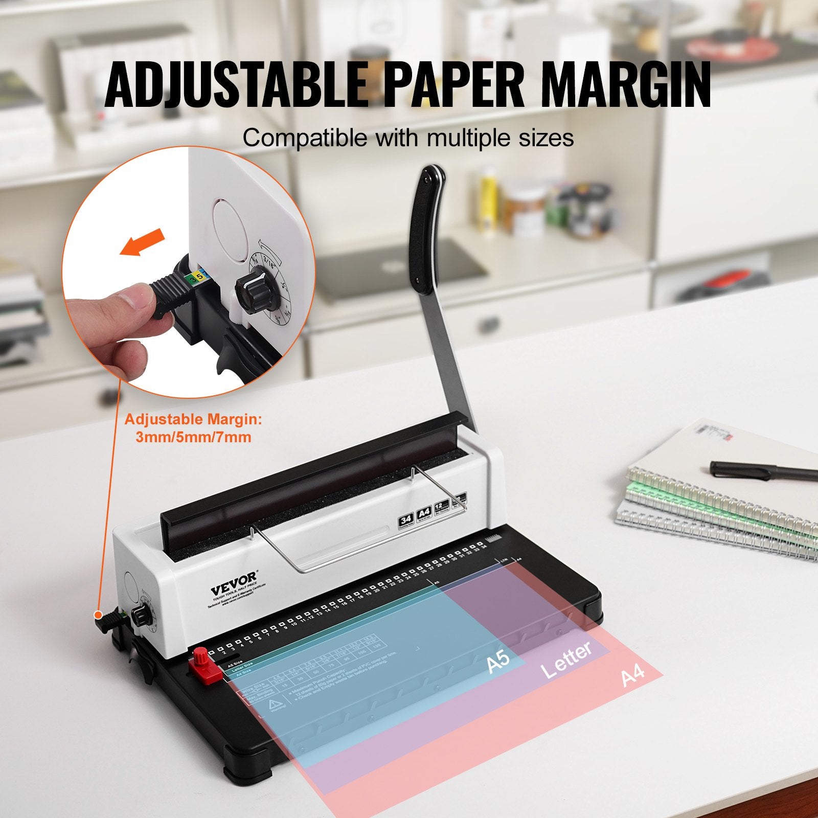 Manual Coil Spiral Binding Machine 34-Holes 120 Sheets