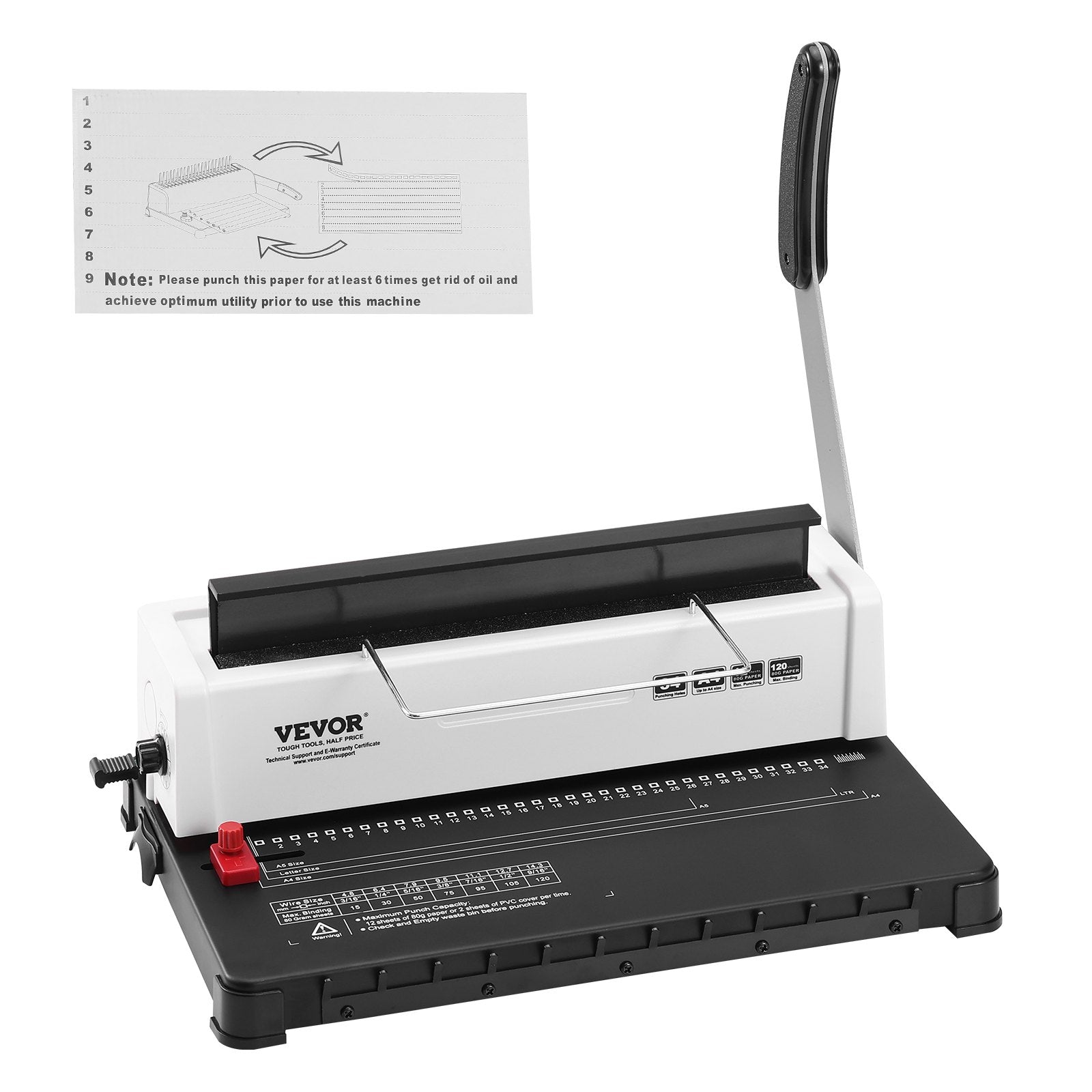 Manual Coil Spiral Binding Machine 34-Holes 120 Sheets