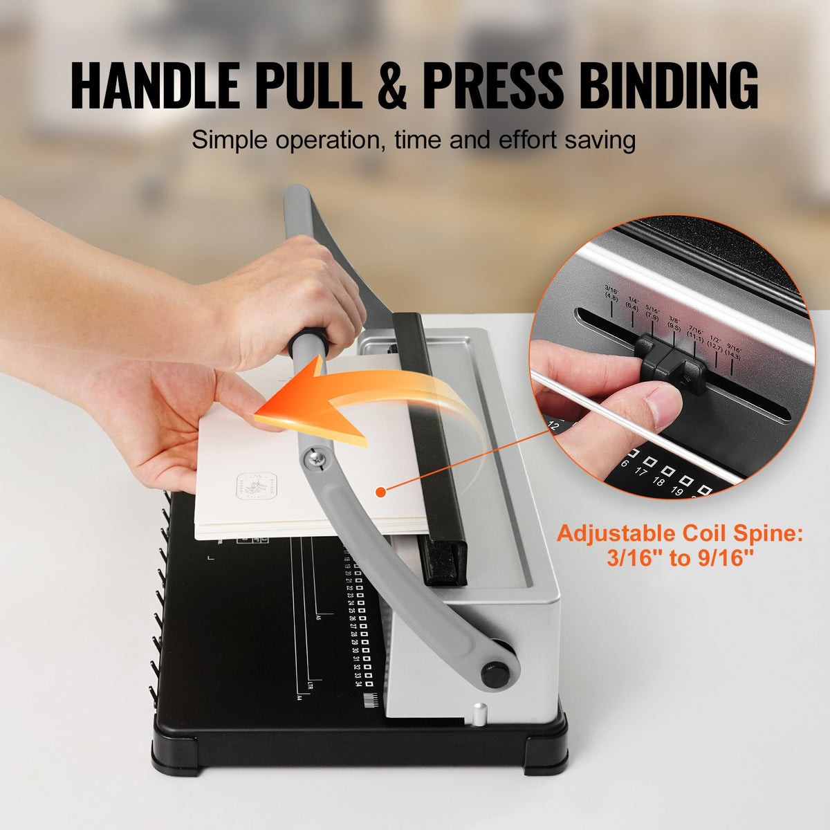 Manual Coil Spiral Binding Machine 34-Holes 120 Sheets for A4/A5/Letter