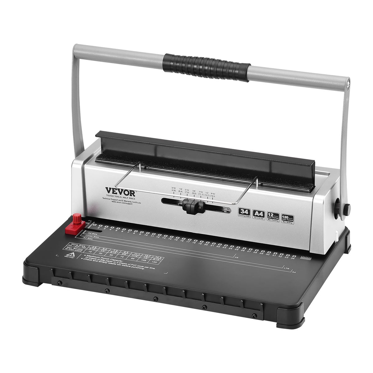 Manual Coil Spiral Binding Machine 34-Holes 120 Sheets for A4/A5/Letter