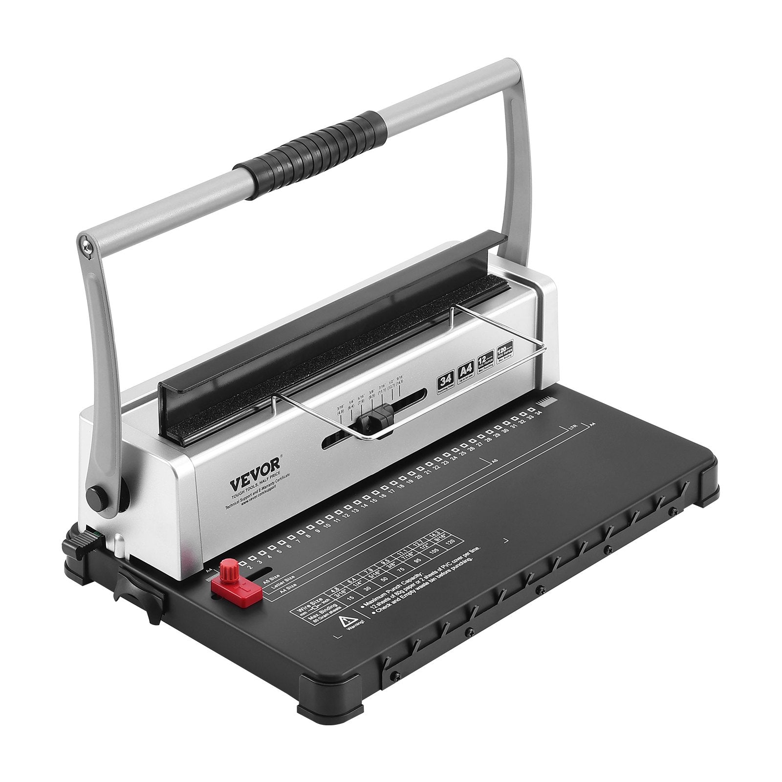 Manual Coil Spiral Binding Machine 34-Holes 120 Sheets for A4/A5/Letter