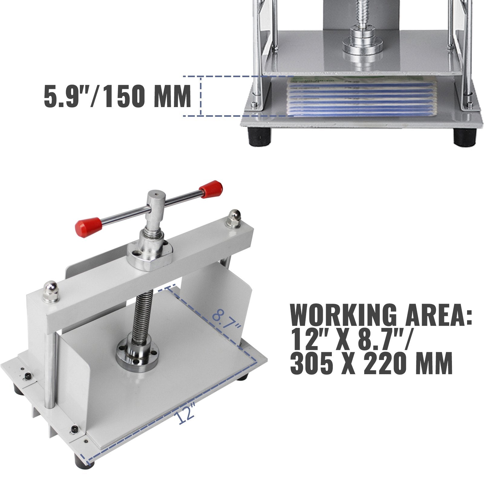 Manual Paper Press Machine 12x8.6 Inch, Steel Frame Flatting Press for A4 Papers