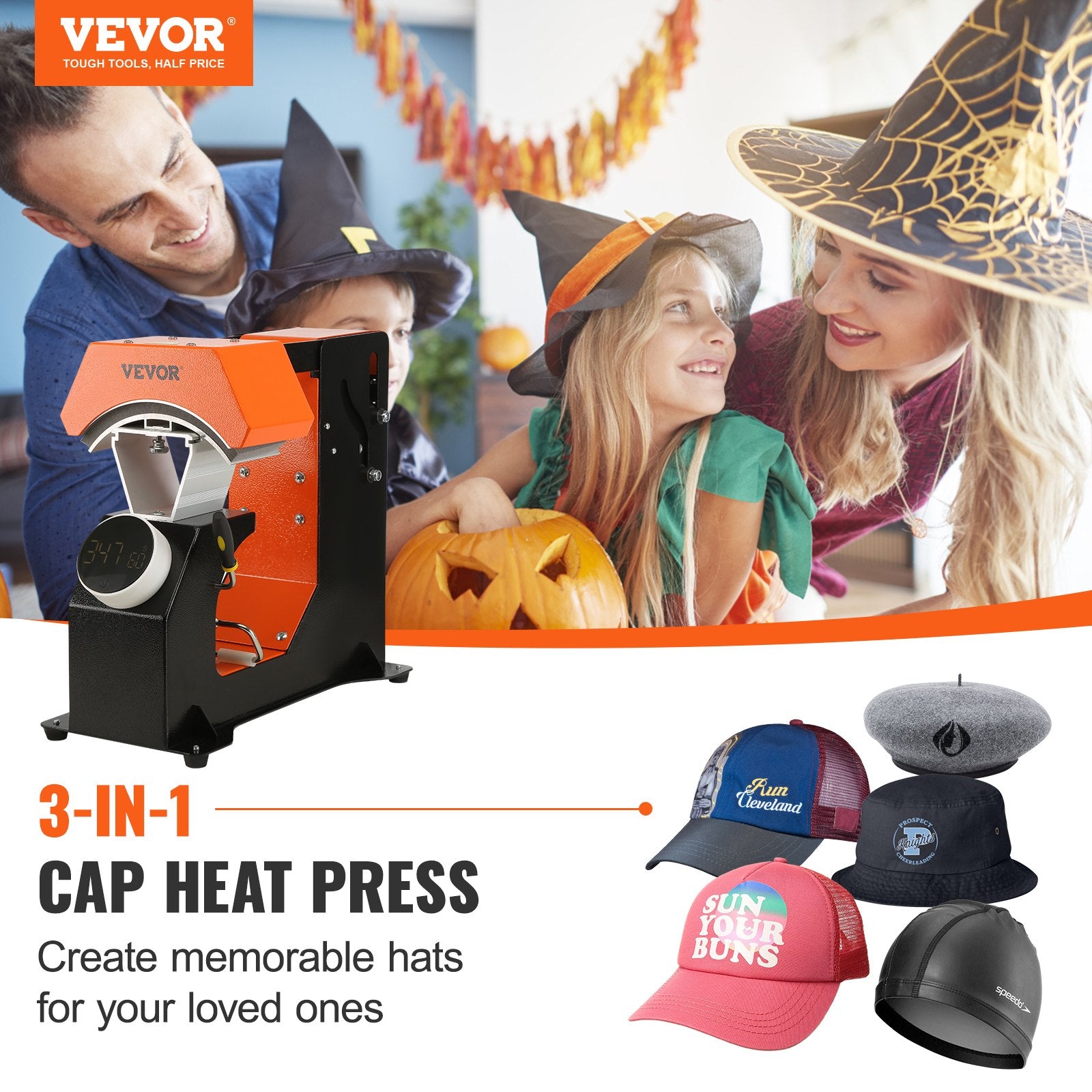 Hat Auto Heat Press Cap 3 Heating Pads Sublimation Transfer Heat Press