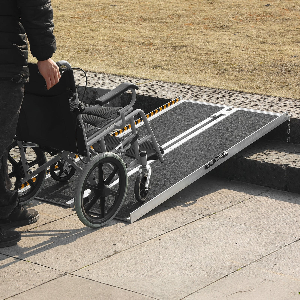Portable Wheelchair Ramp 183cm Aluminum Folding Non-Slip 363kg Capacity
