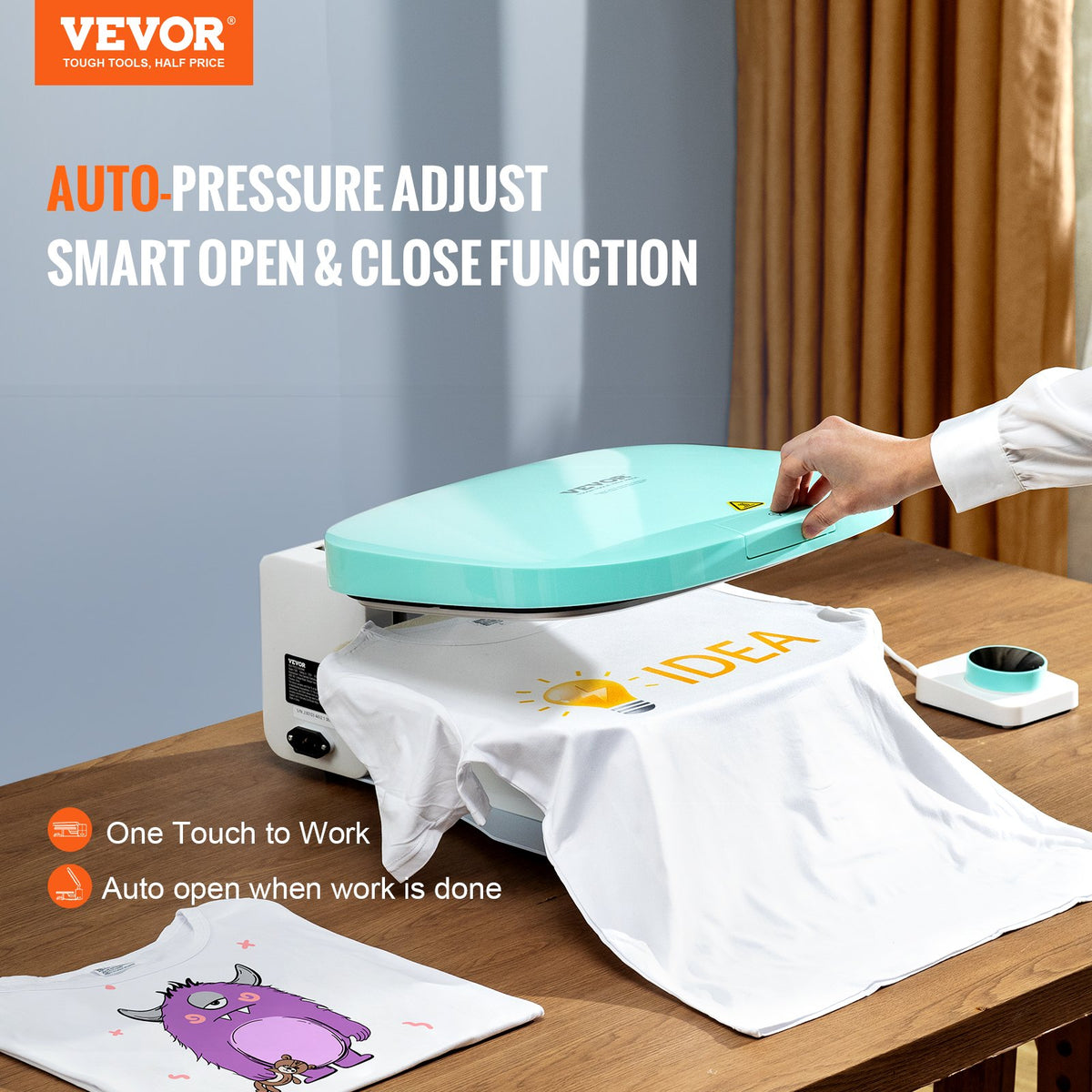 Auto Heat Press Smart Machine for TShirts 15x12 Easy Knob Press Large Mica Plate
