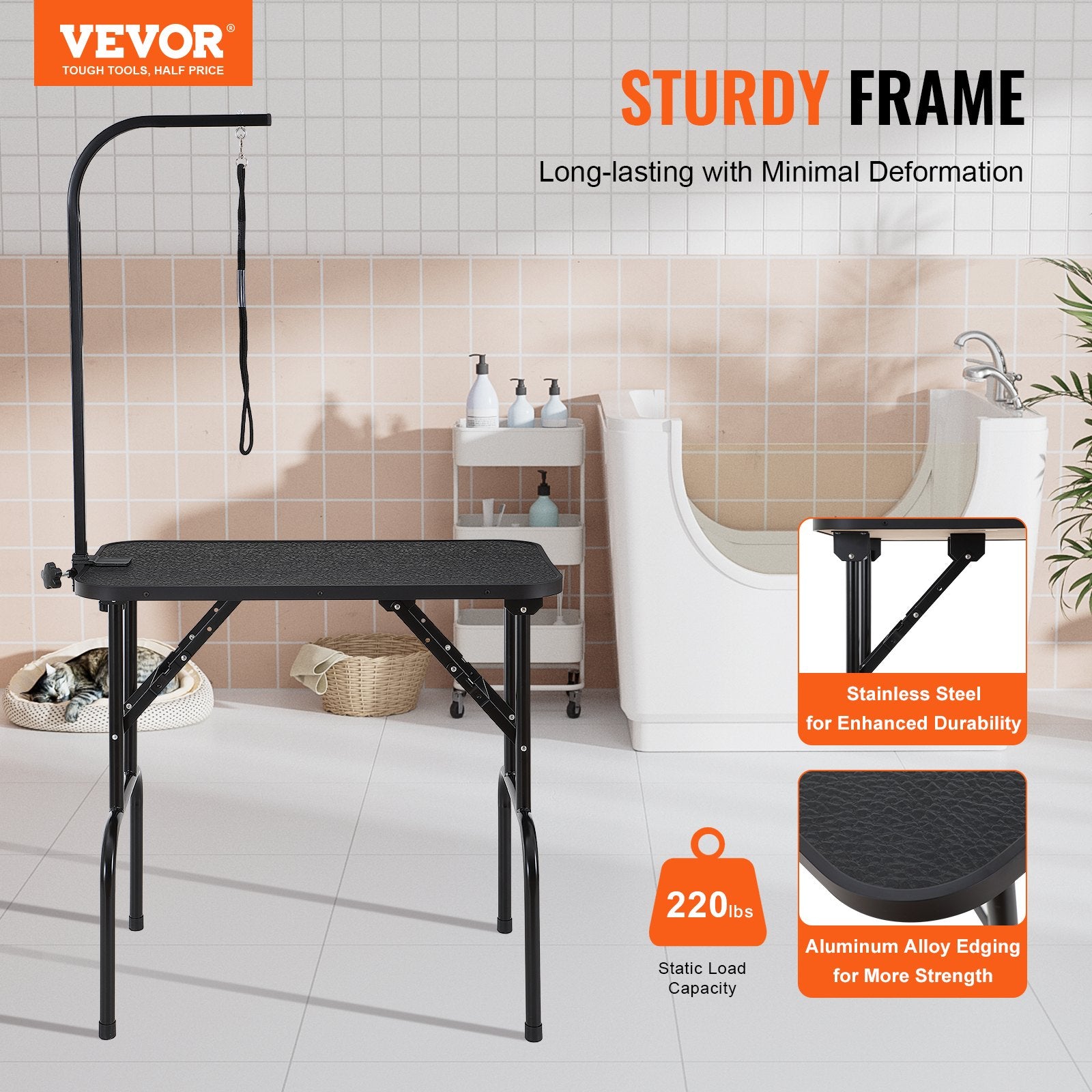 Pet Grooming Table Arm ClampFoldable Stand 808x460mm for MediumSmall Dogs 99.8kg