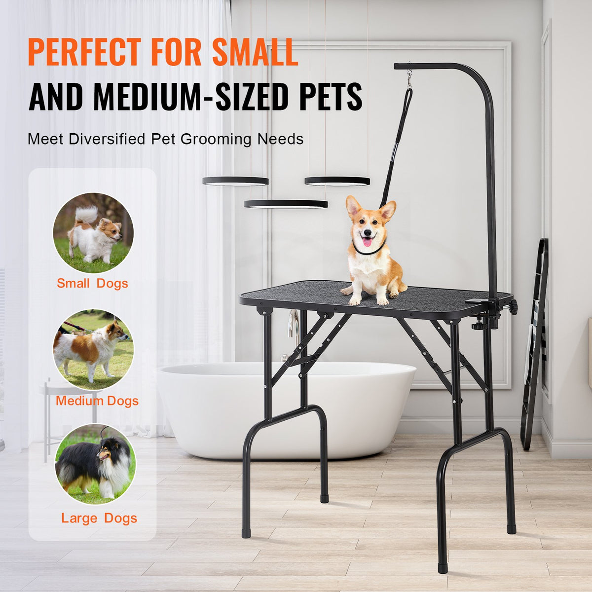 Pet Grooming Table Arm ClampFoldable Stand 808x460mm for MediumSmall Dogs 99.8kg
