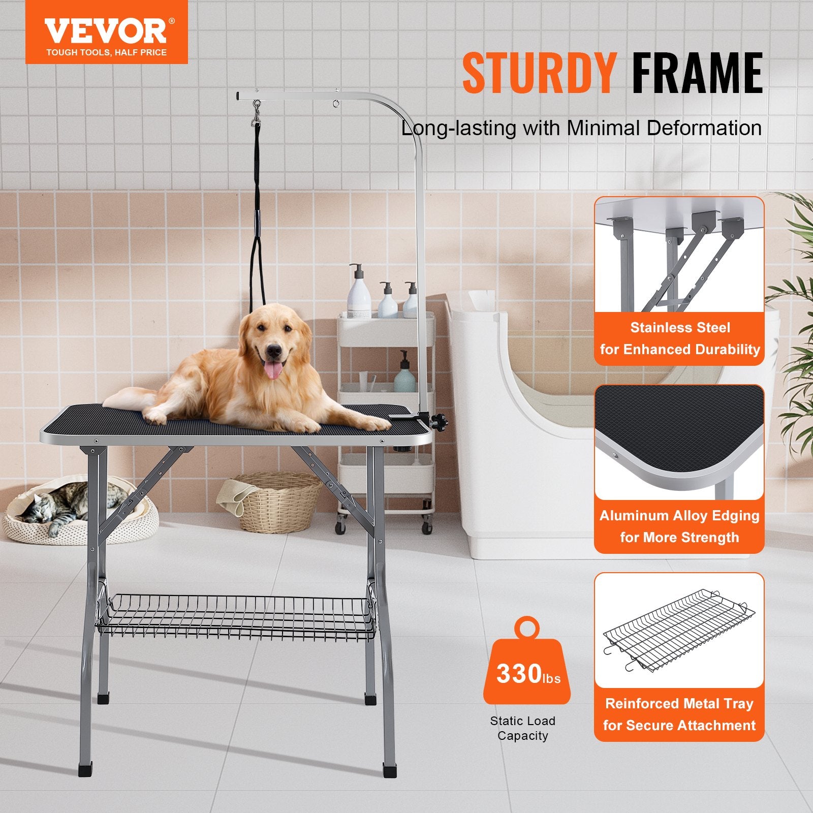 Pet Grooming Table Armwith Clamp915x610mm FoldableStand Medium SmallDogs 149.7kg