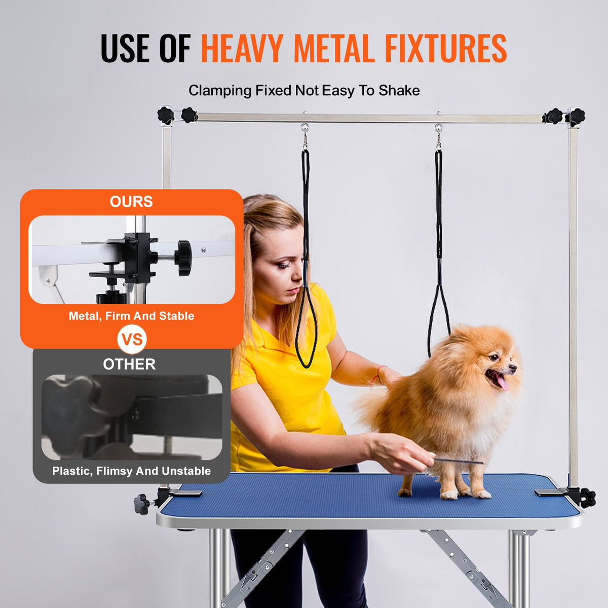 Pet Grooming Table Foldable Clamp Stand 915x610mm for Medium Small Dogs