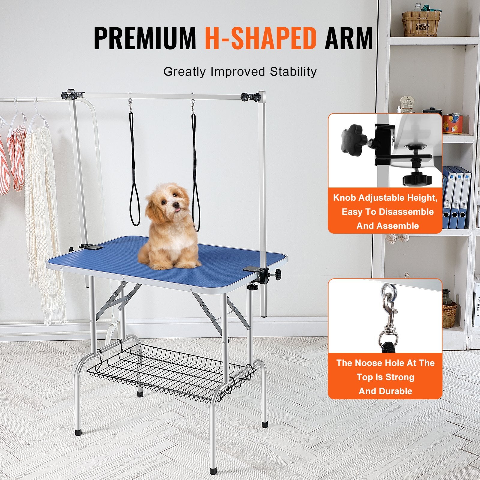 Pet Grooming Table Foldable Clamp Stand 915x610mm for Medium Small Dogs