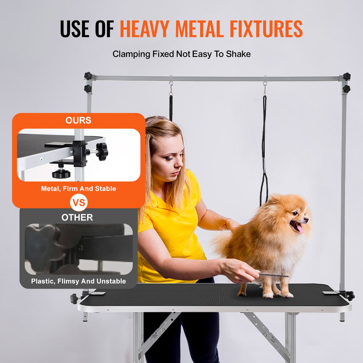 Pet Grooming Table 117cm Foldable Dog Station with 2 Arms Clamp