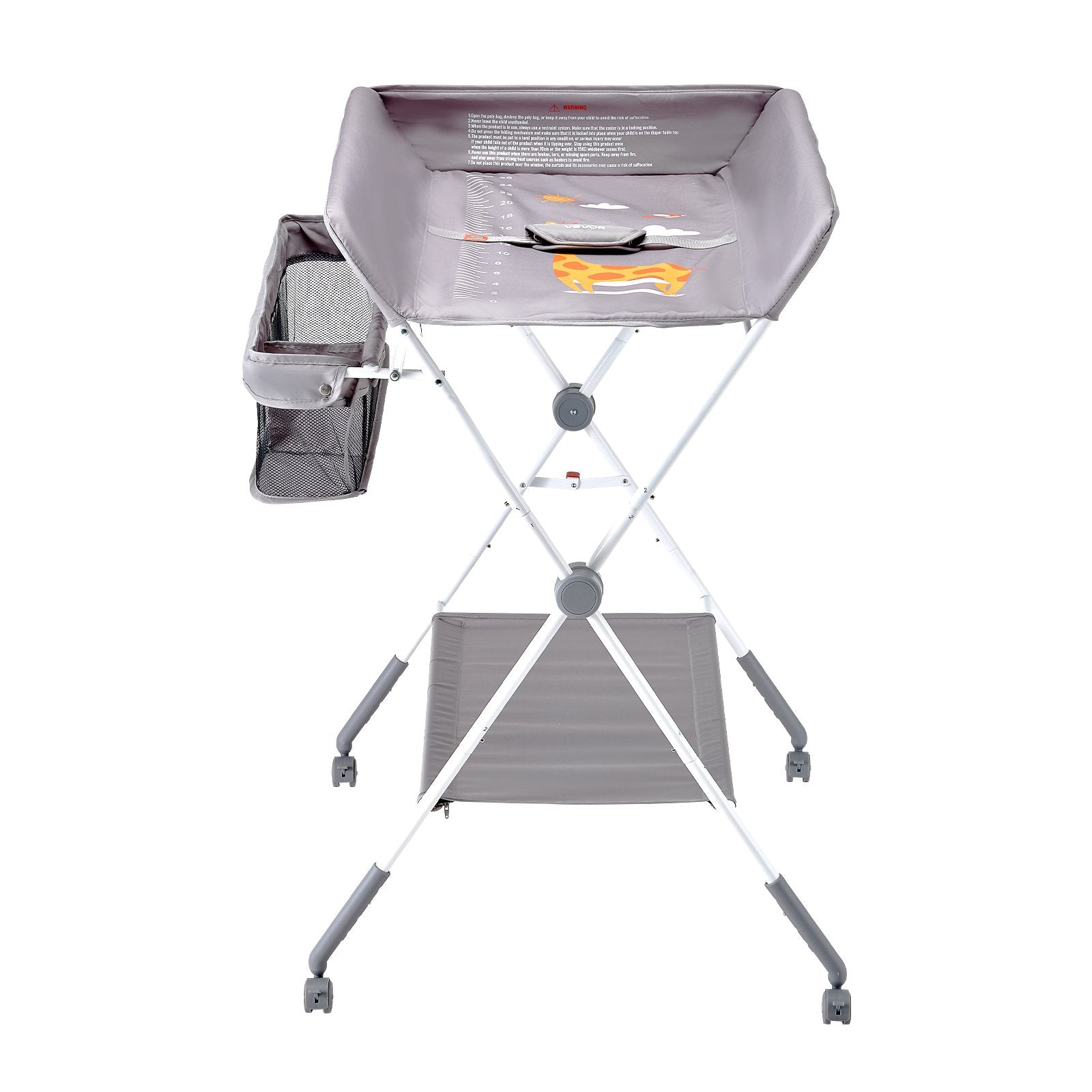Foldable Baby Diaper Changing Station with Adjustable Height Light Gray