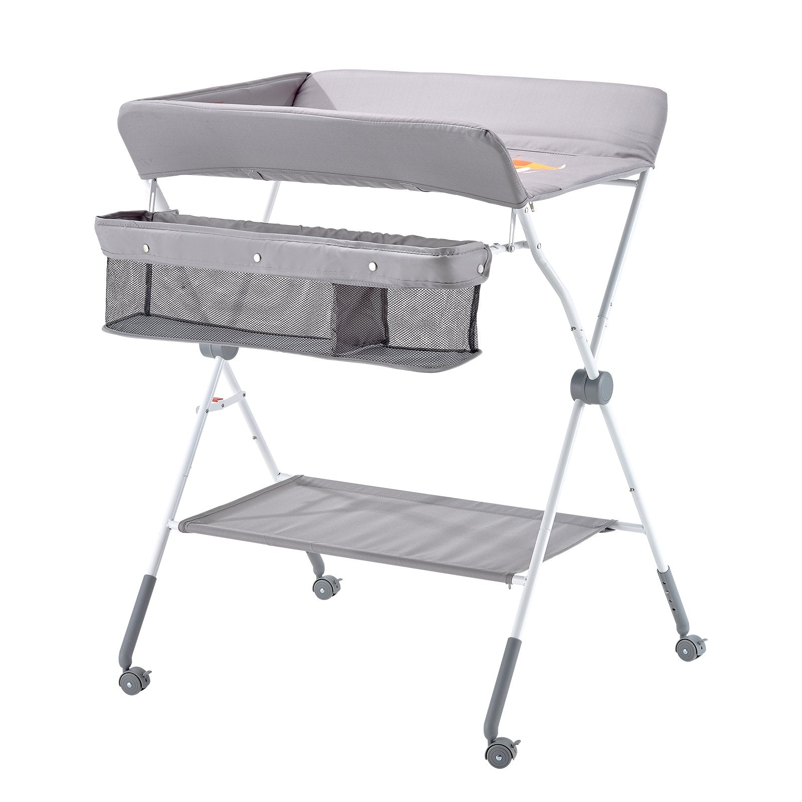 Foldable Baby Diaper Changing Station with Adjustable Height Light Gray