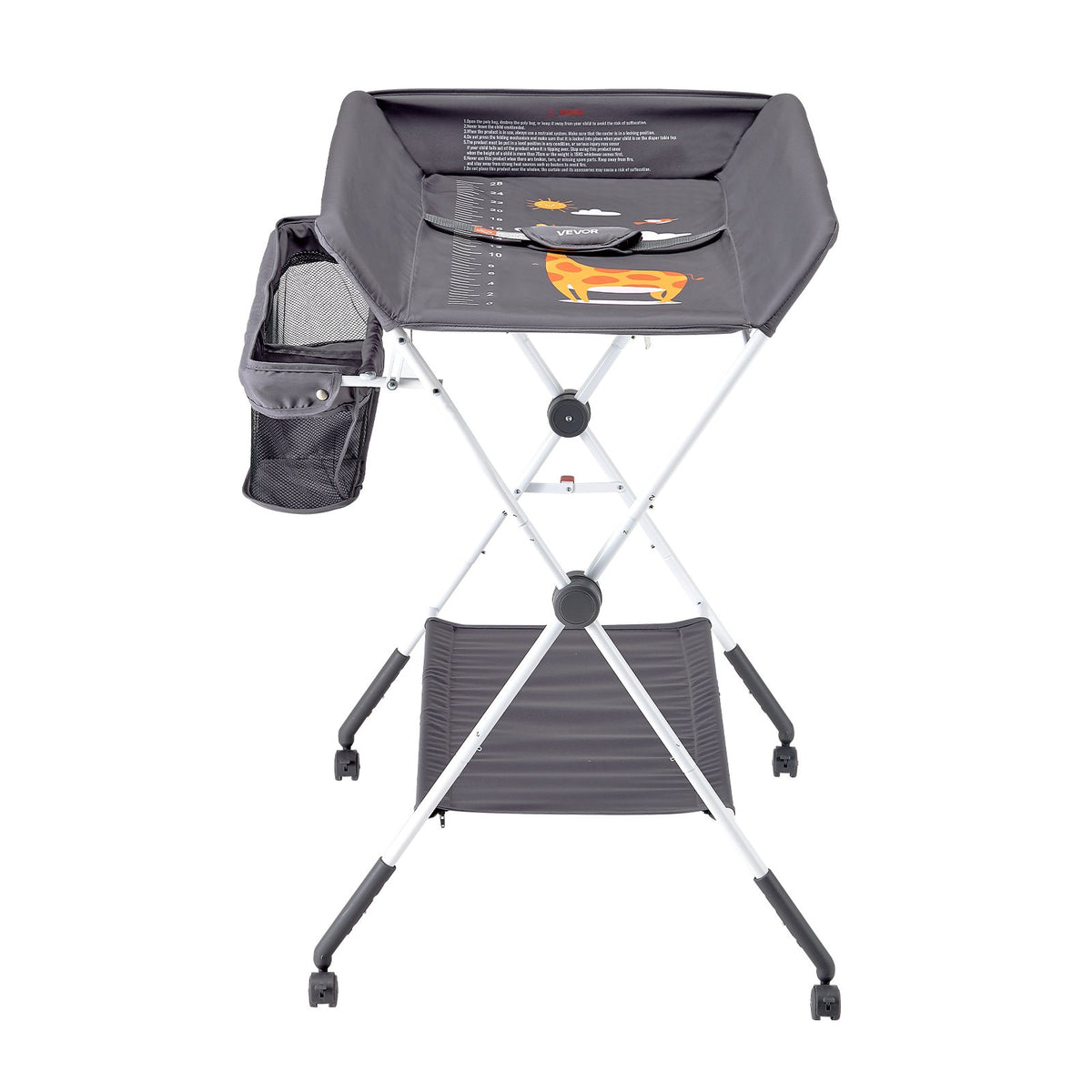 Foldable Baby Diaper Changing Station with Adjustable Height Dark Gray